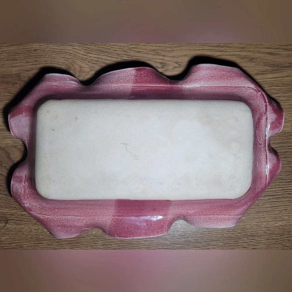 Handmade Pottery Wavy Ruffle Edge Tray In Shades Of Pink ~Serving, Vanity, Plant